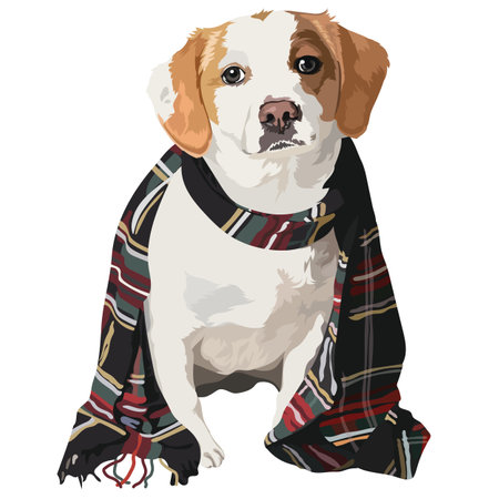 Jack Russell terrier in scarf, vector illustrationのイラスト素材