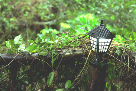 Beautiful decorative lamp at bamboo hut.の写真素材