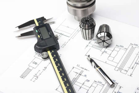 Measuring machining toolsの写真素材