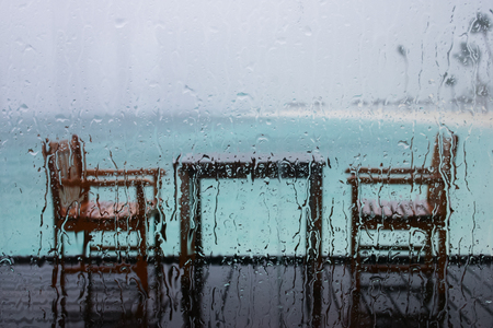 Table for Two, Rainy Day in Maldivesの写真素材