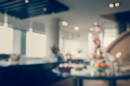 Blurred Defocussed Abstract Background of Refreshment Setup in a Hotel Executive Lounge with Vintage Color Effectsの写真素材