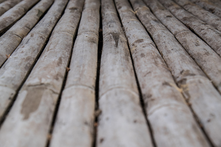 Perspective Bamboo  table background with selective focusの写真素材