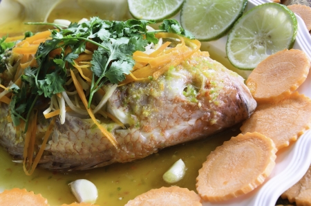 Steamed fish in the dish