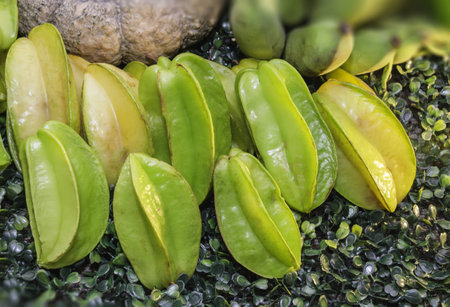 carambola, star Fruit or gooseberry in the annual exhibition of the farmersの写真素材