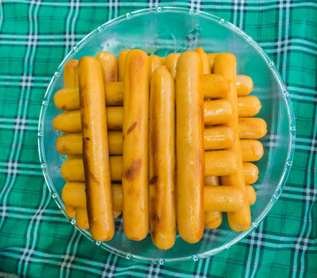 Hotdog sold in food stores at Food Festivalの写真素材