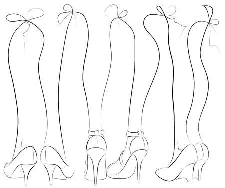 Three women's legs in bows. Three best friends.のイラスト素材