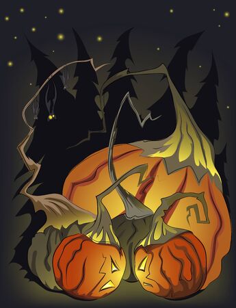 Halloween mad pumpkins argument.のイラスト素材