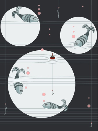 Fish and lines. のイラスト素材