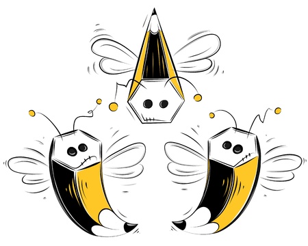 Pencil bees. Layered EPS8 vector illustration.のイラスト素材