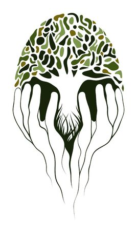 Tree in hands. Layered EPS8 vector illustration.のイラスト素材