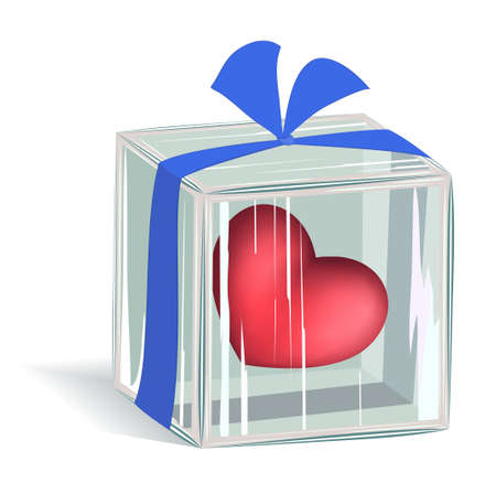Heart in ice cube. no transparency, EPS8 layered illustrationのイラスト素材