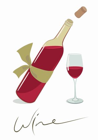  Wine bottle with a glass.  EPS8 layered vector illustrationのイラスト素材