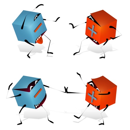 Plus and Minus Funny Toy Blocks  Toy funny plus and minus colorful blocks characters  Vector EPS 10 のイラスト素材