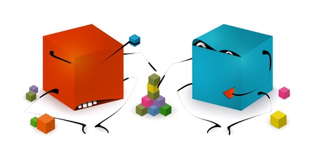 Funny Toy Blocks Playing  Toy funny blocks characters gaming  Vector EPS 10 のイラスト素材
