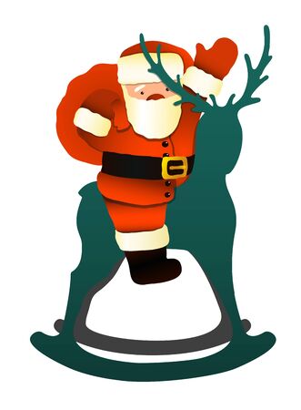 Santa Claus and toy Reindeer illustration. のイラスト素材