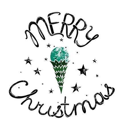Merry Christmas vintage hand lettering. No effects used.のイラスト素材