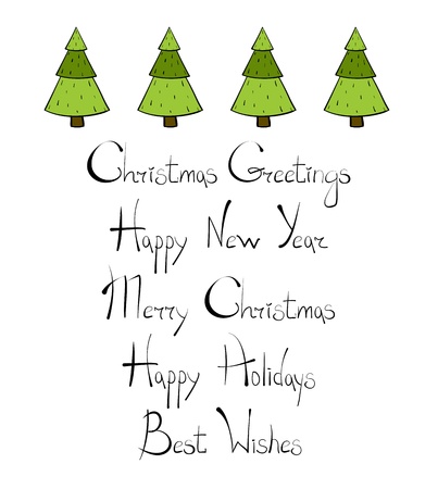 Christmas Trees New Year Lettering のイラスト素材