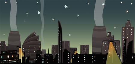 Night City Landscape Cartoonのイラスト素材