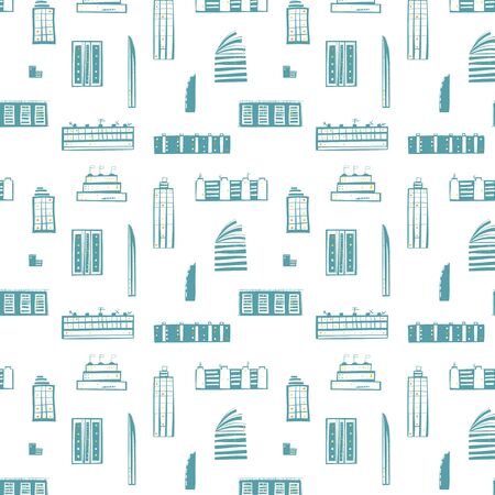 City Buildings Seamless Patternのイラスト素材