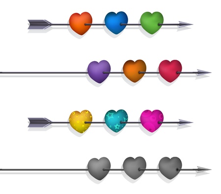 Isolated 3d Hearts and Arrows Setのイラスト素材