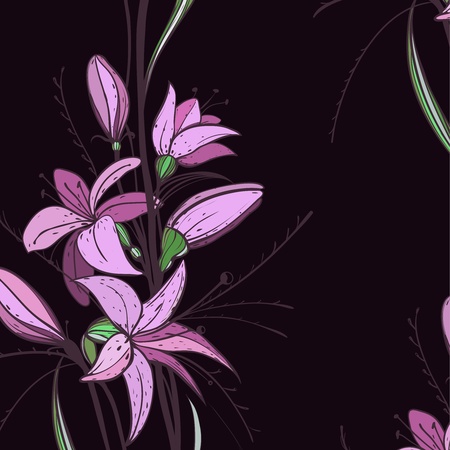 Lily Flowers on Dark Backgroundのイラスト素材