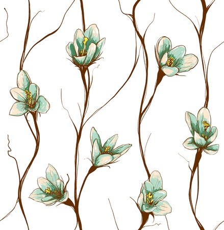 Vintage Flowers Seamless Pattern Backgroundのイラスト素材