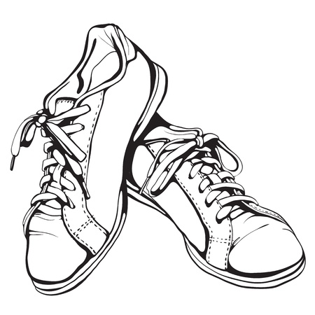 Shabby Running Shoes in Black Inkのイラスト素材