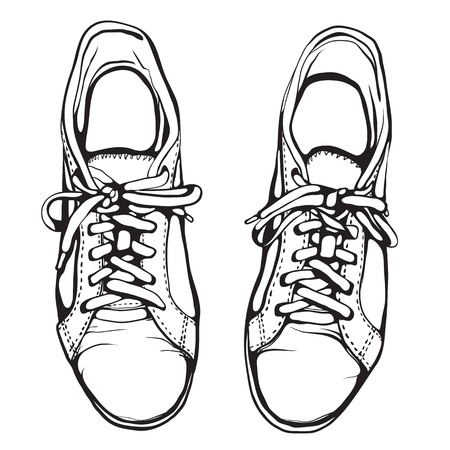 Shabby Running Shoes in Black Inkのイラスト素材