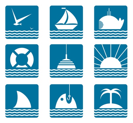 Nautical and Sea Icons Set  Marine icons collection  のイラスト素材