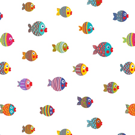 Fish Shoal Bright Cartoon Seamless Pattern  Childish pattern  Vector のイラスト素材