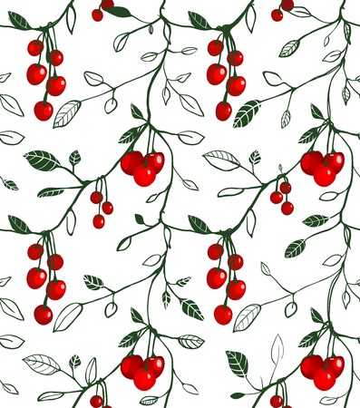 Cherry Berry Seamless Pattern Illustration  Vector berry pattern のイラスト素材