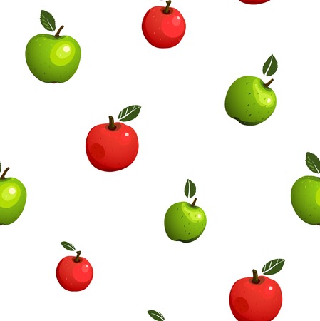 Green and Red Apple Seamless Pattern Illustration  Vector fruit pattern のイラスト素材