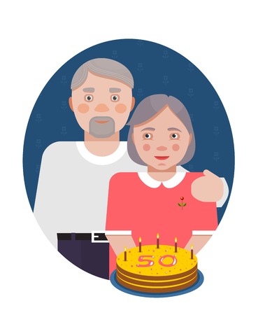 Grandparents Golden Anniversary Portrait  Old people のイラスト素材