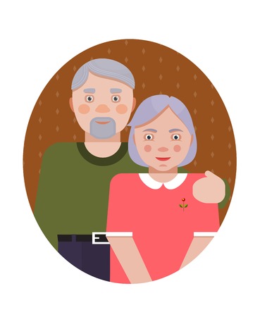 Grandparents Portrait  Old people Vector  EPS8 illustration のイラスト素材