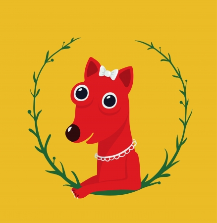 Cute Female Dog Portrait Illustration  Animal funny cartoon drawing  Vector illustration EPS8 のイラスト素材