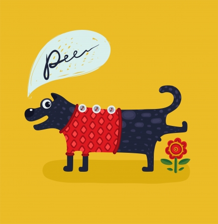 Cute Male Dog Pissing Illustration  Animal doing pee funny cartoon drawing  Vector illustration EPS8 のイラスト素材