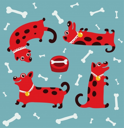 Cute Feeding Dogs Funny Illustration  Animal funny cartoon drawing  Vector illustration EPS8 のイラスト素材