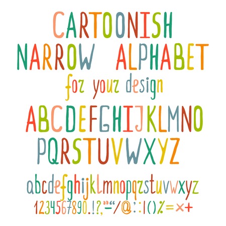 Hand Drawn Cartoon Alphabet Letters. Written colorful cartoonish ABC. Vector illustration EPS8.のイラスト素材