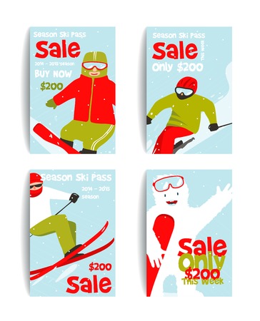 Mountain Skier Colorful Winter Sport Flyer Design Templateのイラスト素材
