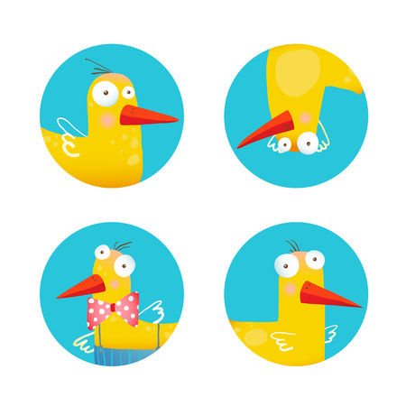 Bird animal cartoon fun circle icons illustration. Transparent backgroundのイラスト素材