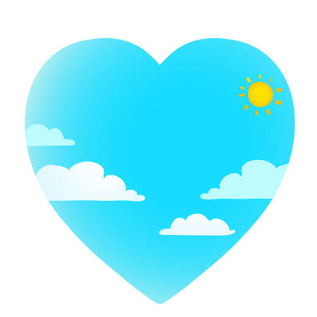 Cloudscape sunny love weather forecast, illustrationのイラスト素材