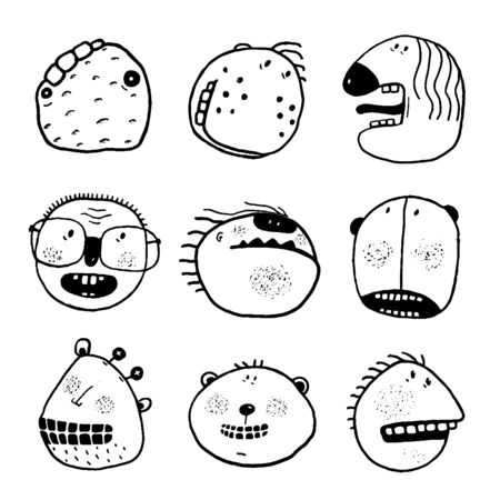 Monster icon set. Cartoon characters and emotions.のイラスト素材