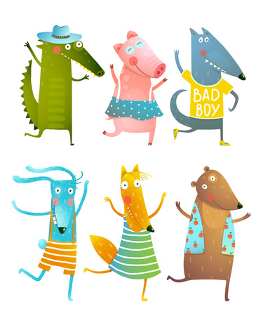 Funny Baby Dancing Animals Collectionのイラスト素材