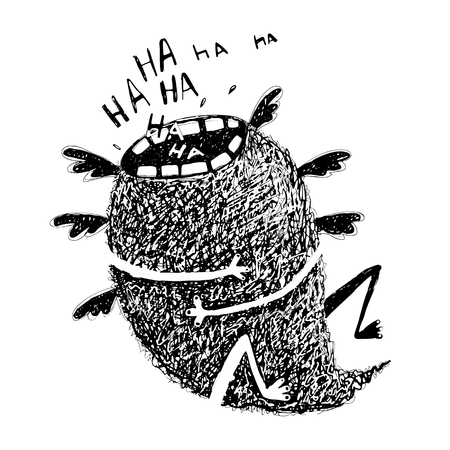 Sketchy Monster Crazy Laughter Flyingのイラスト素材