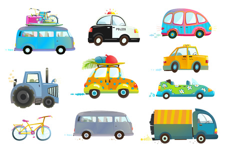 Transportation vehicles collection isolated objects. Vector illustration.の写真素材