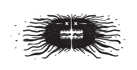 Black and white imaginary mad characters. Vector illustration.の写真素材