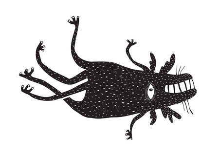 Black and white beast creature. Vector illustration.の写真素材