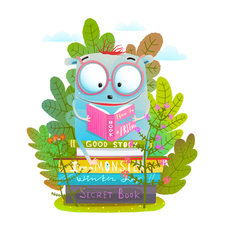 Smart little animal studying in the nature. Vector illustration.の写真素材
