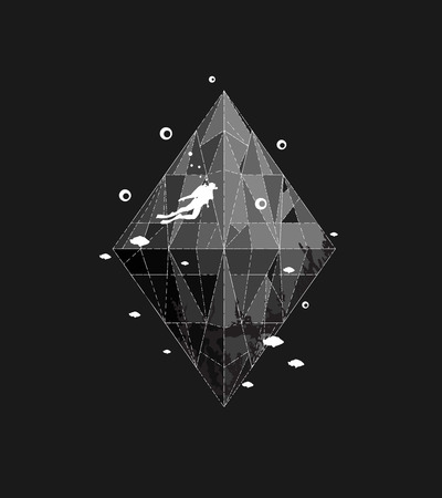 Black and white design for underwater sport.のイラスト素材