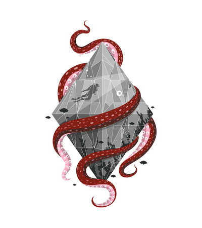 Recreation and underwater activities label emblem design. Vector illustration.のイラスト素材